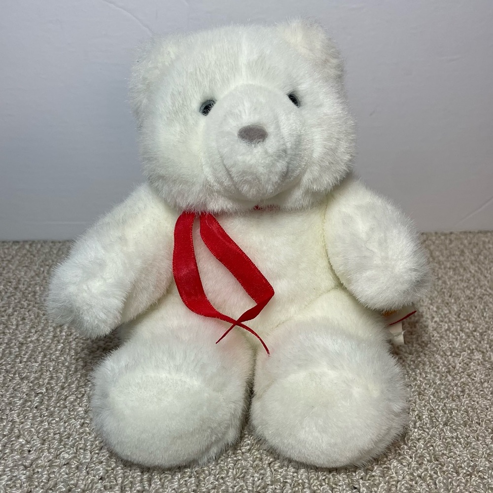 Hallmark White Bear Plush 6.5" Heartline Stuffed Animal Toy vintage